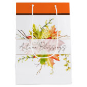 Herfst voorbeeldbladeren met aangepaste tekst medium cadeauzakje (Achterkant)