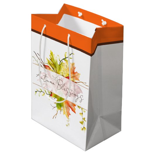 Herfst voorbeeldbladeren met aangepaste tekst medium cadeauzakje (Achterkant Gekanteld)