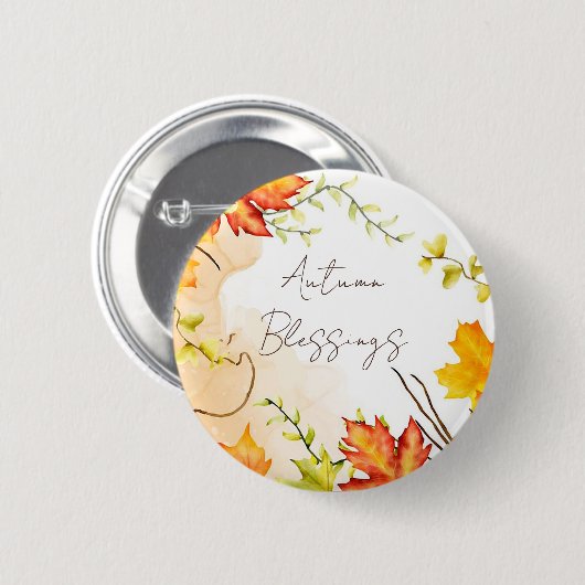 Herfst voorbeeldbladeren met aangepaste tekst ronde button 5,7 cm (Voorkant /achterkant)