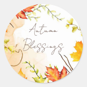 Herfst voorbeeldbladeren met aangepaste tekst ronde sticker