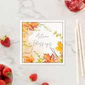 Herfst voorbeeldbladeren met aangepaste tekst servet (Insitu)