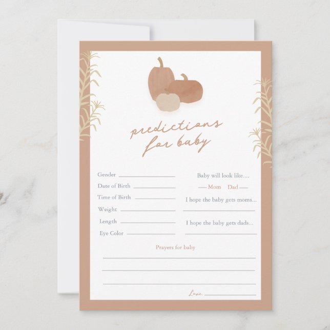 Herfst Voorspellingen voor Baby shower Game (Voorkant)
