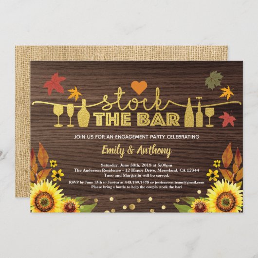 Herfst vormt de staaf zonnebloempout kaart (Voorkant / Achterkant)