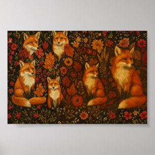 Herfst Vos Familie Cottagecore Poster