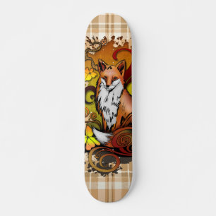 Herfst Vos Geruite Natuur Illustratie Persoonlijk Skateboard