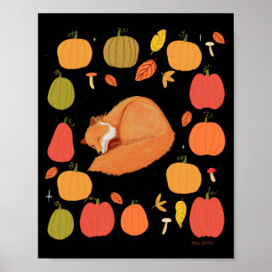 Herfst Vos Print, Waarde Poster Papier (Matte)