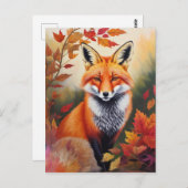 herfst vos schilderij briefkaart (Voorkant / Achterkant)