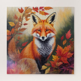 herfst vos schilderij legpuzzel
