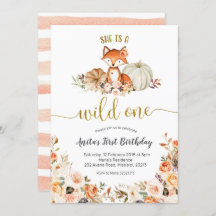 Herfst Vos Zij is een Wilde Eén Verjaardagsuitnodi