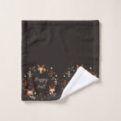 Herfst vossen met aanpasbare tekst bad handdoek (Wasdoekje)