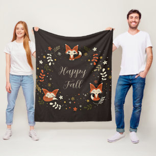 Herfst vossen met aanpasbare tekst fleece deken