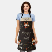 Herfst Vossen met aanpasbare tekst gepersonaliseer Schort (Gedragen)