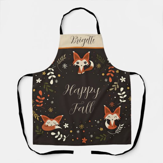 Herfst Vossen met aanpasbare tekst gepersonaliseer Schort (Voorkant)