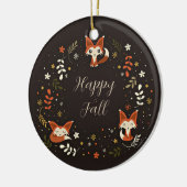 Herfst vossen met aanpasbare tekst keramisch ornament (Links)