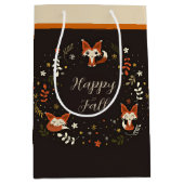 Herfst vossen met aanpasbare tekst medium cadeauzakje (Voorkant)