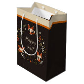 Herfst vossen met aanpasbare tekst medium cadeauzakje (Achterkant Gekanteld)