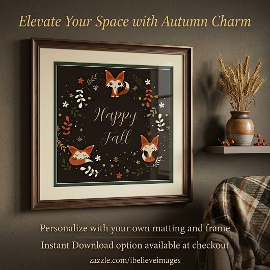 Herfst vossen met aanpasbare tekst perfect poster