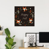 Herfst vossen met aanpasbare tekst poster (Thuiskantoor)