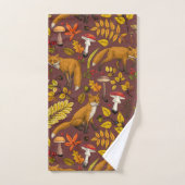 Herfst vossen op chocoladebruin bad handdoek (Handdoek)