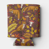 Herfst vossen op chocoladebruin blikjeskoeler (Achterkant)