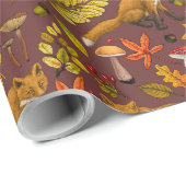 Herfst vossen op chocoladebruin cadeaupapier (Rol Hoek)