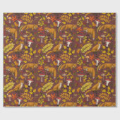 Herfst vossen op chocoladebruin cadeaupapier (Vlak)