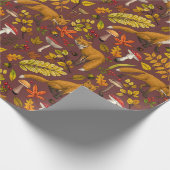 Herfst vossen op chocoladebruin cadeaupapier (Hoek)