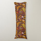 Herfst vossen op chocoladebruin lichaamskussen (Voorkant Verticaal)