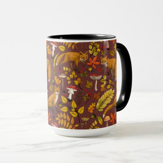 Herfst vossen op chocoladebruin mok (Voorkant rechts)
