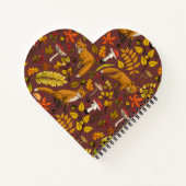 Herfst vossen op chocoladebruin notitieboek (Achterkant)