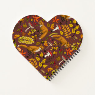 Herfst vossen op chocoladebruin notitieboek