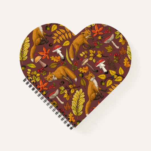Herfst vossen op chocoladebruin notitieboek (Voorkant)