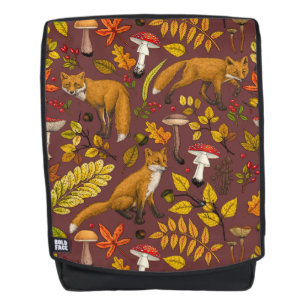 Herfst vossen op chocoladebruin rugtassen