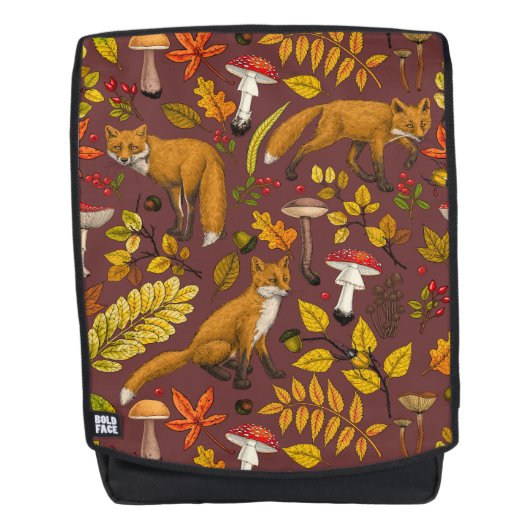 Herfst vossen op chocoladebruin rugtassen (Voorkant)