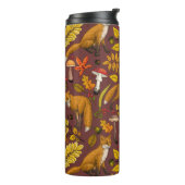 Herfst vossen op chocoladebruin thermosbeker (Gedraaid links)