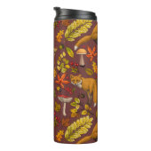 Herfst vossen op chocoladebruin thermosbeker (Geroteerd rechts)