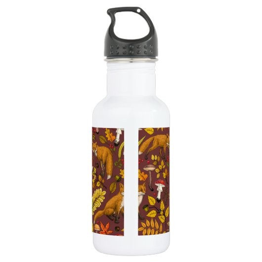 Herfst vossen op chocoladebruin waterfles  (Achterkant)