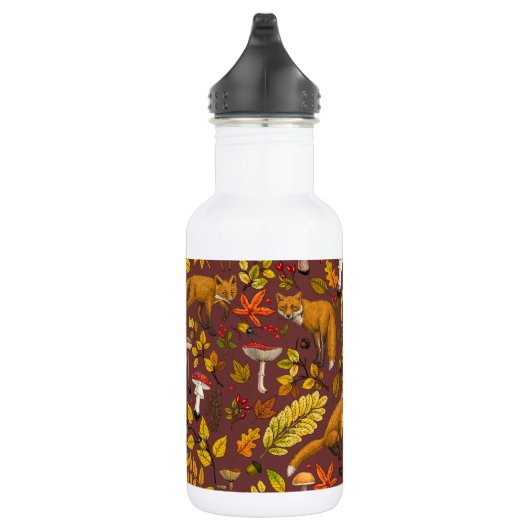 Herfst vossen op chocoladebruin waterfles (Rechts)