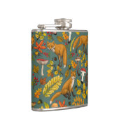 Herfst vossen op pijnboomgroen heupfles (Rechts)