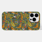 Herfst vossen op pijnboomgroen iPhone hoesje (Achterkant horizontaal)