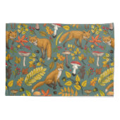 Herfst vossen op pijnboomgroen kussensloop (Achterkant-Links)