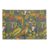 Herfst vossen op pijnboomgroen kussensloop (Achterkant-Rechts)