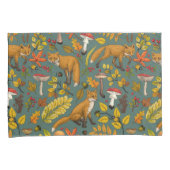 Herfst vossen op pijnboomgroen kussensloop (Voorkant-Rechts)