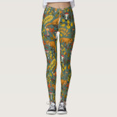 Herfst vossen op pijnboomgroen leggings (Voorkant)