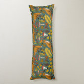 Herfst vossen op pijnboomgroen lichaamskussen (Achterkant (Verticaal))