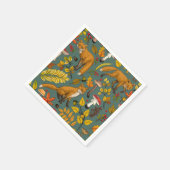 Herfst vossen op pijnboomgroen servet (Hoek)