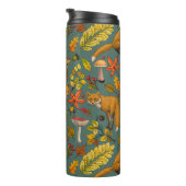 Herfst vossen op pijnboomgroen thermosbeker (Geroteerd rechts)