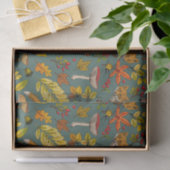 Herfst vossen op pijnboomgroen tissuepapier (Geschenk)