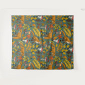 Herfst vossen op pijnboomgroen wandkleed (Voorkant (horizontaal))