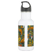 Herfst vossen op pijnboomgroen waterfles  (Achterkant)